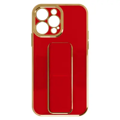 Blešcece rdec silikonski podporni ovitek za iPhone 13 Pro Max z magnetno zložljivo zašciteno kamero na stojalu