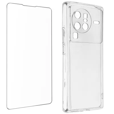 Vivo X80 Pro 360° Protection Pack: tanko mehko ohišje, prozorno poševno kaljeno steklo