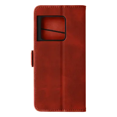 OnePlus 10 Pro 5G Wallet Case, dvojni magnetni zavihek z držalom za kartico, eko usnje rdece barve