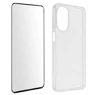 Motorola Moto G52 in G82 360° Protection Pack: tanko mehko ohišje iz kaljenega stekla, poševni obris, crna