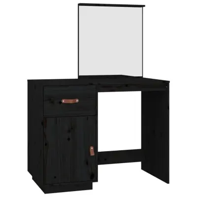 vidaXL Toaletna mizica Črna 95x50x134 cm trdna borovina