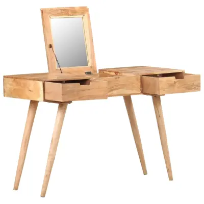 vidaXL Kozmetična mizica z ogledalom 112x45x76 cm trden akacijev les
