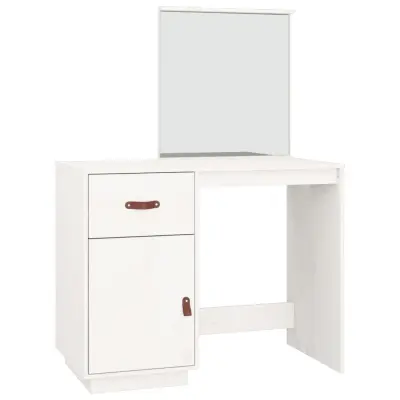 vidaXL Toaletna mizica bela 95x50x134 cm trdna borovina