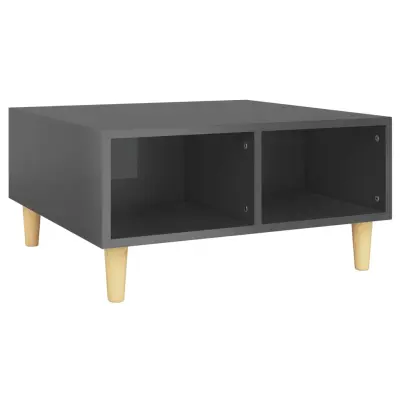 vidaXL Klubska mizica visok sijaj siva 60x60x30 cm iverna plošča