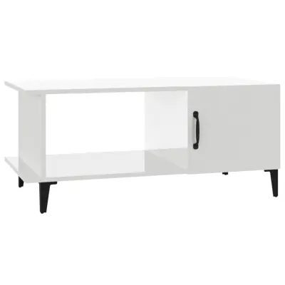 vidaXL Klubska mizica visok sijaj bela 90x50x40 cm inženirski les