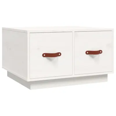vidaXL Klubska mizica bela 60x53x35 cm trdna borovina