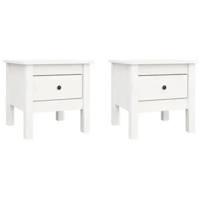 vidaXL Stranske mizice 2 kosa bele 40x40x39 cm trdna borovina