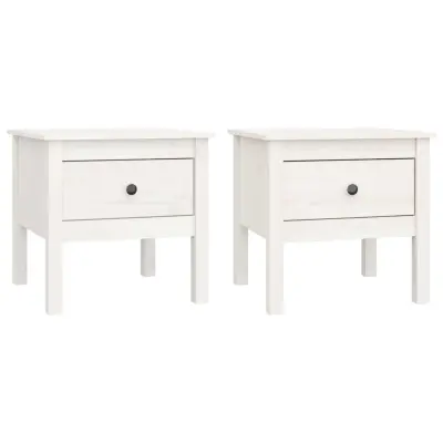 vidaXL Stranske mizice 2 kosa bele 50x50x49 cm trdna borovina