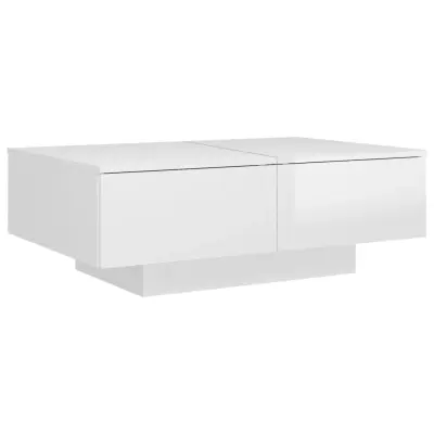 vidaXL Klubska mizica visok sijaj bela 90x60x31 cm iverna plošča