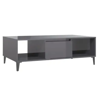 vidaXL Klubska mizica visok sijaj siva 103,5x60x35 cm iverna plošča