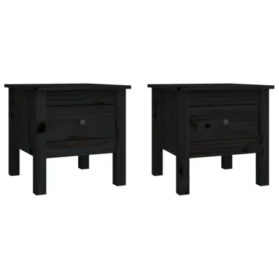 vidaXL Stranske mizice 2 kosa črne 40x40x39 cm trdna borovina