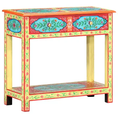 vidaXL Ročno barvana konzolna mizica 80x35x75 cm trden mangov les