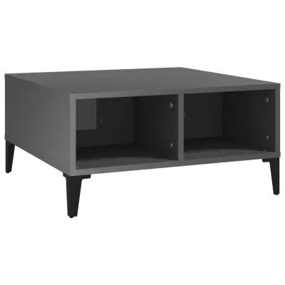 vidaXL Klubska mizica visok sijaj siva 60x60x30 cm iverna plošča