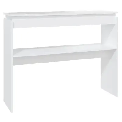 vidaXL Konzolna mizica bela 102x30x80 cm iverna plošča