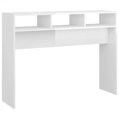 vidaXL Konzolna mizica visok sijaj bela 105x30x80 cm iverna plošča
