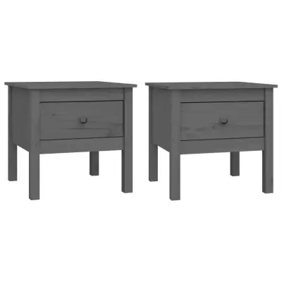 vidaXL Stranske mizice 2 kosa sive 50x50x49 cm trdna borovina