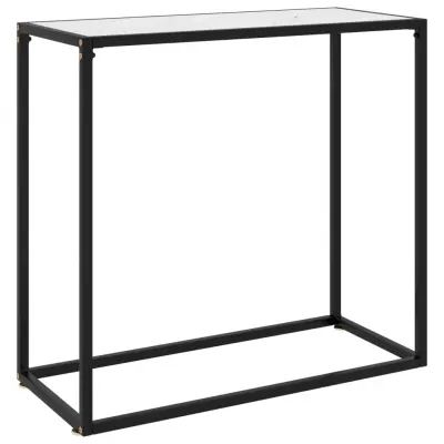 vidaXL Konzolna mizica bela 80x35x75 cm kaljeno steklo