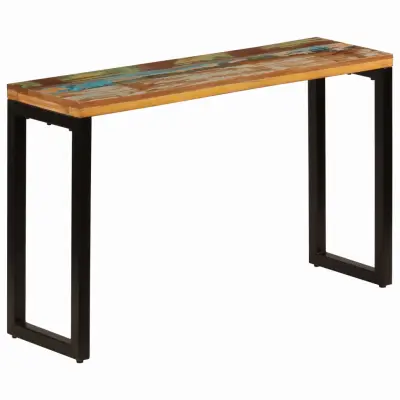 vidaXL Konzolna mizica 120x35x76 cm trden predelan les in jeklo