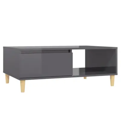 vidaXL Klubska mizica visok sijaj siva 90x60x35 cm iverna plošča