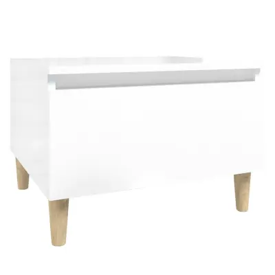 vidaXL Stranska mizica visok sijaj bela 50x46x35 cm inženirski les