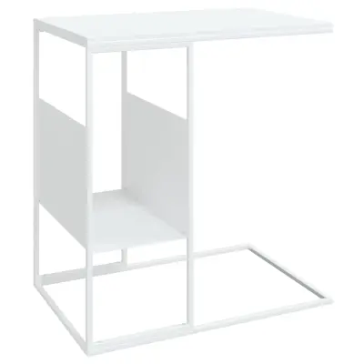 vidaXL Stranska mizica bela 55x36x59,5 cm inženirski les