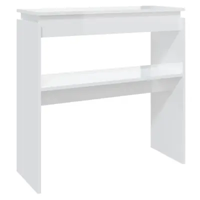 vidaXL Konzolna mizica visok sijaj bela 80x30x80 cm iverna plošča