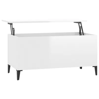 vidaXL Klubska mizica visok sijaj bela 90x44,5x45 cm inženirski les