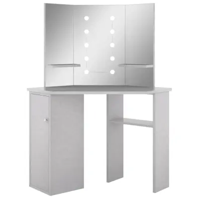 vidaXL Kotna mizica za ličenje LED betonsko siva 111x54x141,5 cm