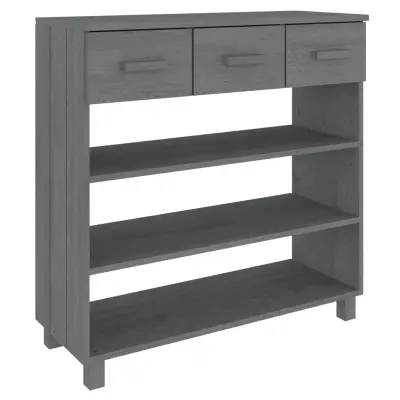 vidaXL Konzolna mizica HAMAR temno siva 90x35x90 cm trdna borovina