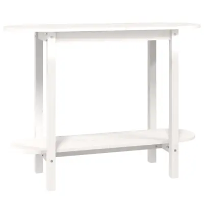 vidaXL Konzolna mizica bela 110x40x80 cm trdna borovina