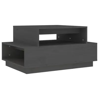 vidaXL Klubska mizica siva 80x55x40,5 cm trdna borovina