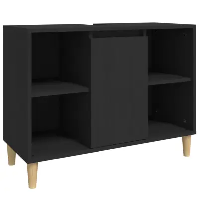 vidaXL Omarica za umivalnik črna 80x33x60 cm inženirski les