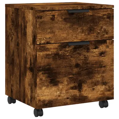 vidaXL Pisarniška omarica na kolesih dimljeni hrast 45x38x54 cm