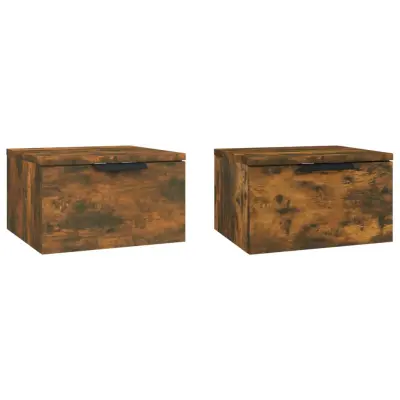 vidaXL Stenska nočna omarica 2 kosa dimljeni hrast 34x30x20 cm
