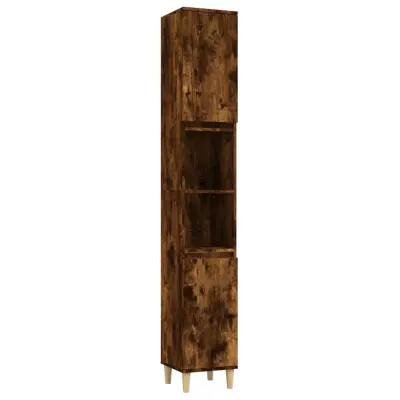 vidaXL Kopalniška omarica dimljeni hrast 30x30x190 cm inženirski les