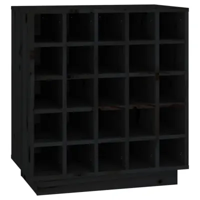 vidaXL Omarica za vino črna 55,5x34x61 cm trdna borovina