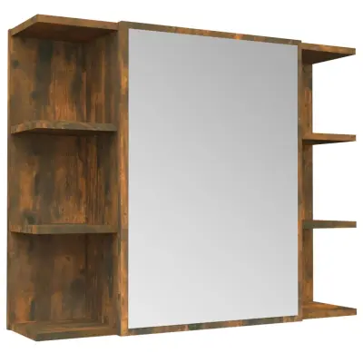 vidaXL Kopalniška omarica z ogledalom dimljeni hrast 80x20,5x64 cm
