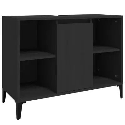 vidaXL Omarica za umivalnik črna 80x33x60 cm inženirski les