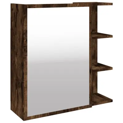 vidaXL Kopalniška omarica z ogledalom dimljeni hrast 62,5x20,5x64 cm