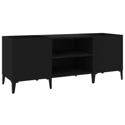 vidaXL Omarica za gramofonske plošče črna 121x38x48 cm inženirski les