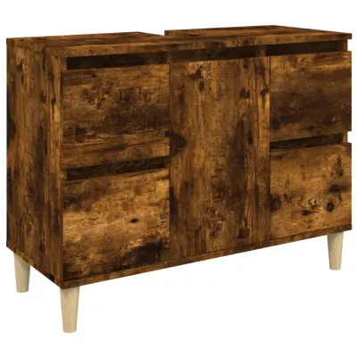 vidaXL Omarica za umivalnik dimljen hrast 80x33x60 cm inženirski les