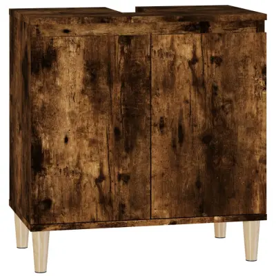 vidaXL Omarica za umivalnik dimljen hrast 58x33x60 cm inženirski les