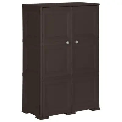 vidaXL Plastična omarica 79x43x125 cm izgled lesa rjava
