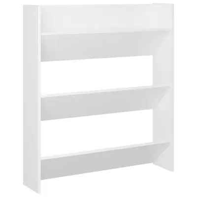 vidaXL Stenska omara za čevlje bela 80x18x90 cm iverna plošča