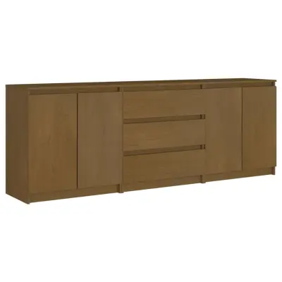 vidaXL Stranska omarica medeno rjava 180x36x65 cm trdna borovina