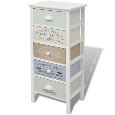 vidaXL Elegantna francoska omarica s 5 predali les