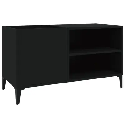 vidaXL Omarica za gramofonske plošče črna 84,5x38x48 cm inženirski les