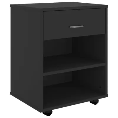 vidaXL Omarica na kolesih črna 46x36x59 cm iverna plošča