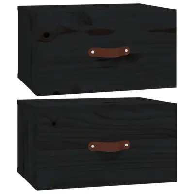 vidaXL Stenska nočna omarica 2 kosa črna 40x29,5x22 cm