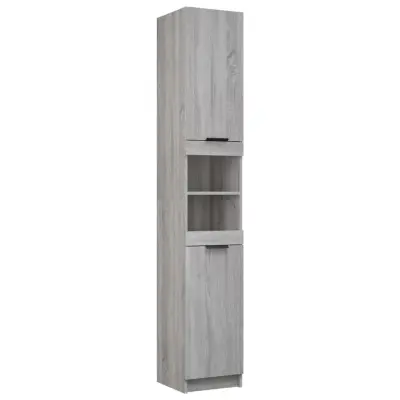 vidaXL Kopalniška omarica siva sonoma 32x34x188,5 cm konstruiran les